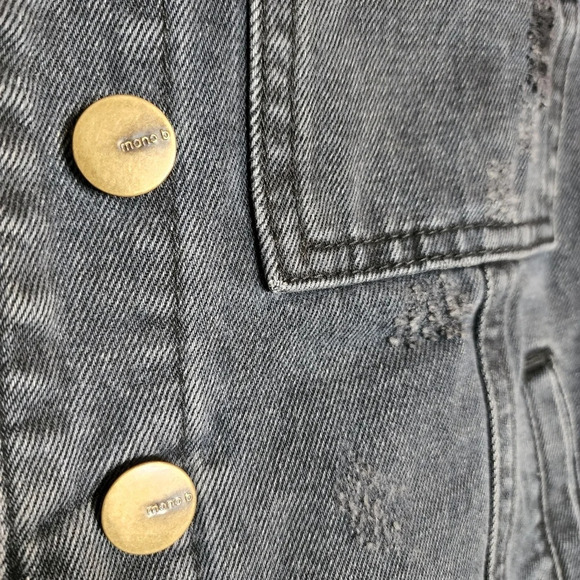 Mono b charcoal distressed jean jacket. - Picture 3 of 17